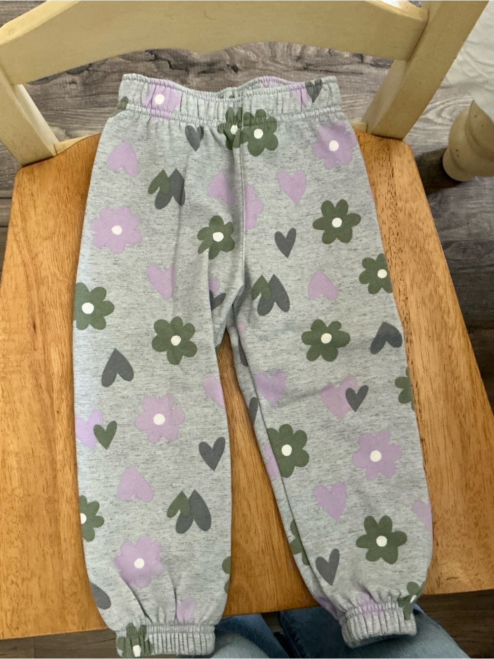 Garanimals Gray Sweatpants with Purple & Olive Flower Print